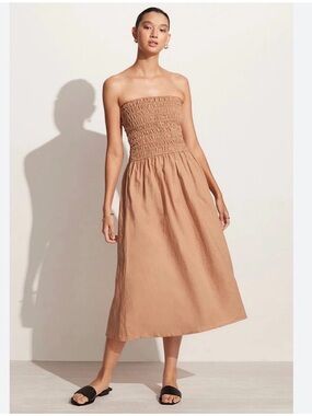 Faithful the Brand Elmarie 100% Linen Midi Dress